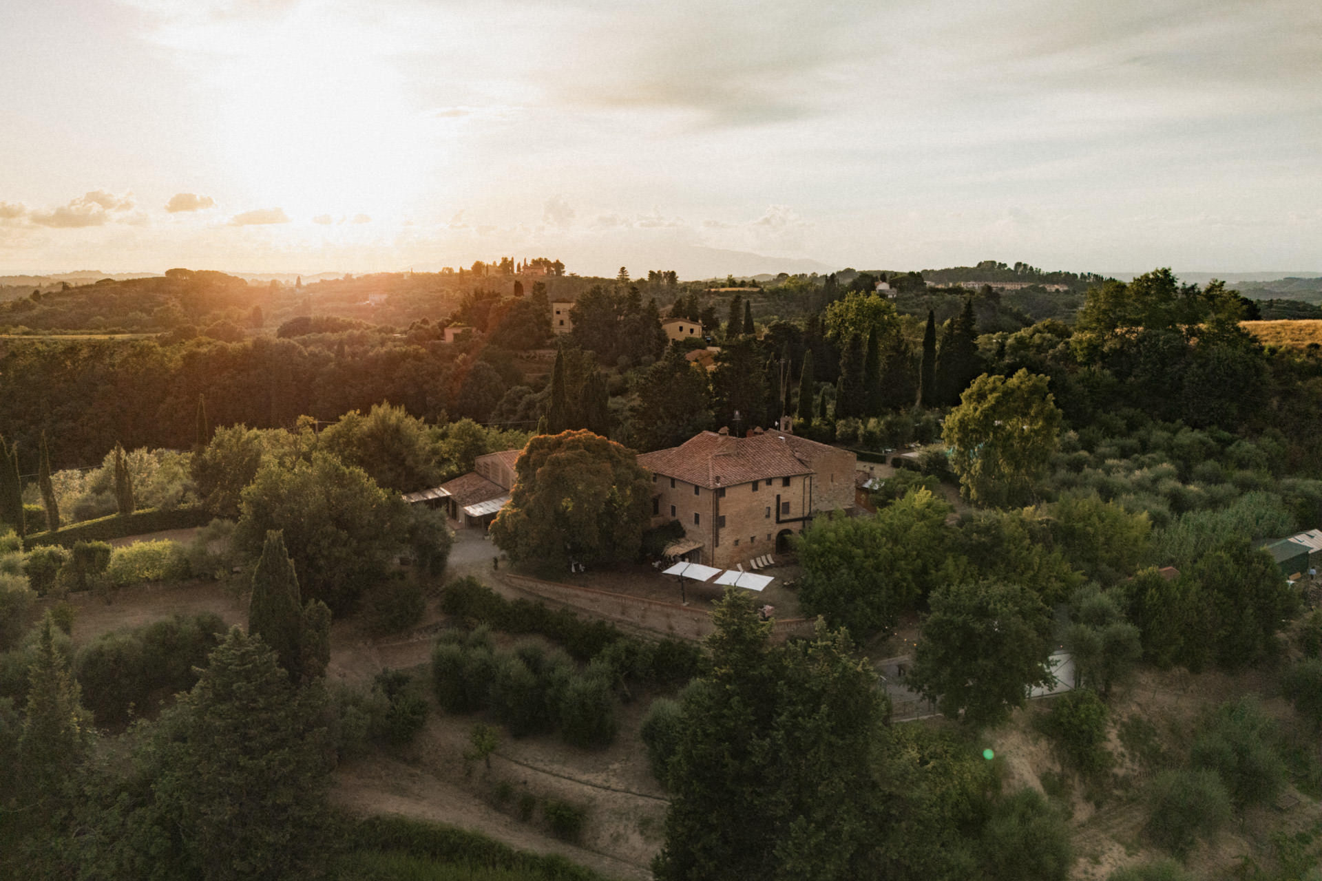 Marriage in Tuscany, drone photo Podere San Giorgio